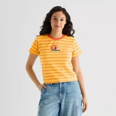 Mad Engine Womens Juniors Crew Neck Sleeveless Fitted Moana Graphic T-shirt In Orange