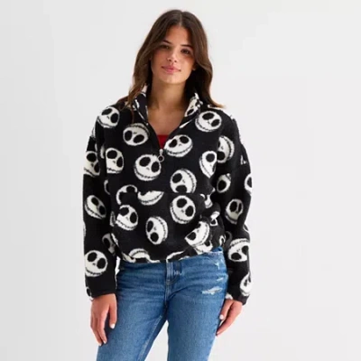 Mad Engine Womens Juniors Mock Neck Long Sleeve Nightmare Before Christmas Quarter-zip Pullover In Multi