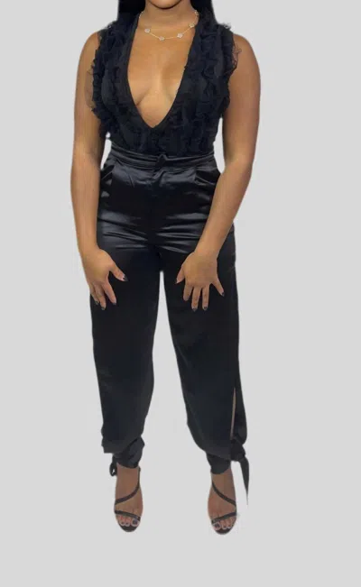 Mad For Love Satin Pants In Black