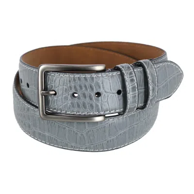 Mad Golfer Men's Croc Print Golfing Belt With Contrast Stitch In Grey