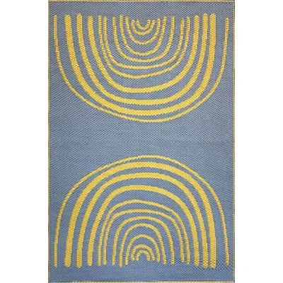 Mad Mats 4' X 6' Concentric Outdoor Mat, Yellow/grey In Gray