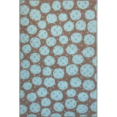 Mad Mats 4' X 6' Double Polka Outdoor Mat, Aqua In Blue