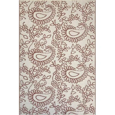 Mad Mats 4' X 6' Paisley Outdoor Mat, Off White/brown