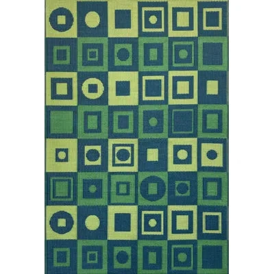 Mad Mats 4' X 6' Squares Outdoor Mat, Hunter Blue
