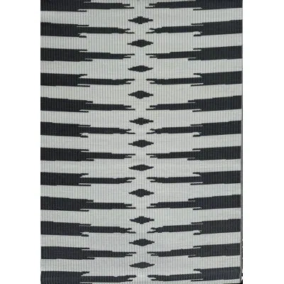 Mad Mats 5' X 8' Aztec Outdoor Mat, Black & Off White, Reversible Mat For Patio, Porch, Deck, Floor Mat
