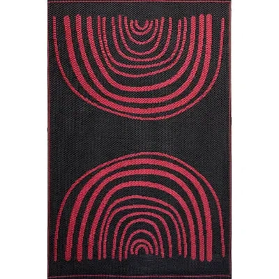 Mad Mats 5' X 8' Concentric Outdoor Mat, Red/black