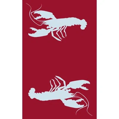 Mad Mats 5' X 8' Lobster Outdoor Mat, Red & Aqua, Reversible Mat For Patio, Porch, Deck, Floor Mat