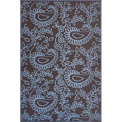 Mad Mats 5' X 8' Paisley Outdoor Mat, Periwinkle/brown