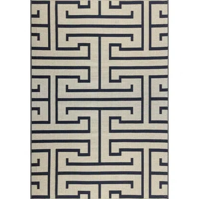 Mad Mats 6' X 9' Greek Key Outdoor Mat, Light Umber In Black