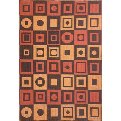 Mad Mats 6' X 9' Squares Outdoor Mat, Ochre Brown