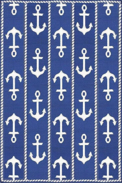 Mad Mats Anchor Blue & White Rug