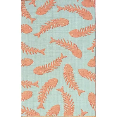 Mad Mats Animal Print Indoor / Outdoor Rug In Orange;blue