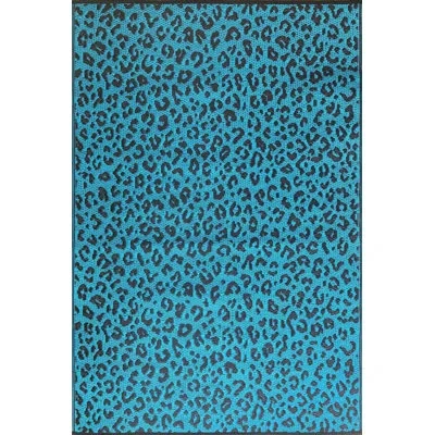 Mad Mats Animal Print Polypropylene Indoor / Outdoor Area Rug In Blue In Blue;black