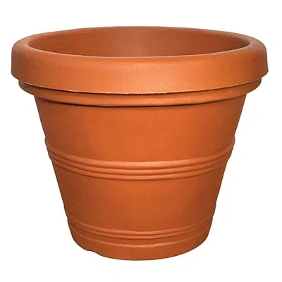 Mad Mats Aspen & Fig Round Rolled Rim Terracotta 16" Plant Pot, Durable Resin Pot, For Indoor And Outdoor Use In Red