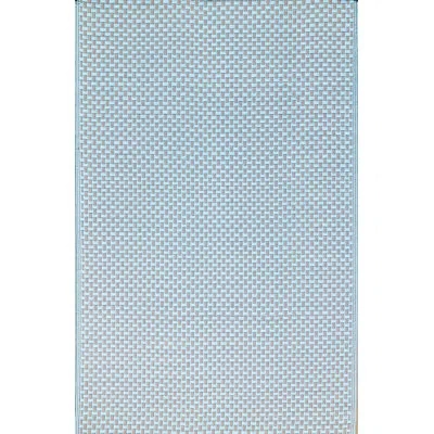 Mad Mats Checkered Handmade Looped/hooked Aqua/gray Indoor / Outdoor Area Rug In Blue;white