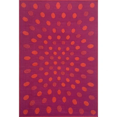 Mad Mats Crazy Polka Dots Outdoor Mat, Orange & Red, Reversible Mat For Patio, Porch, Deck, Floor Mat