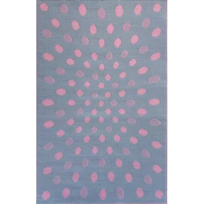 Mad Mats Crazy Polka Dots Outdoor Mat, Pink & Grey, Reversible Mat For Patio, Porch, Deck, Floor Mat