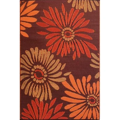 Mad Mats Daisy Red Indoor/outdoor Area Rug - Reversible, Uv Resistant, 100% Recycled Material