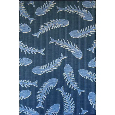 Mad Mats Fishbone Navy & Periwinkle Rug