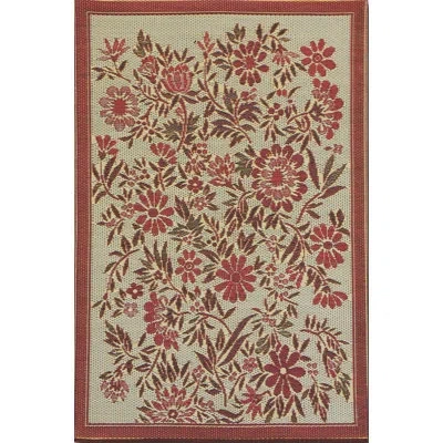Mad Mats Floral Green & Red Indoor/outdoor Area Rug - Reversible, Uv Resistant, 100% Recycled Material In Red;yellow;green