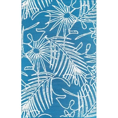 Mad Mats Floral Handmade Looped/hooked Blue/ivory Indoor / Outdoor Area Rug In Blue;ivory