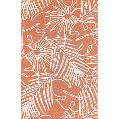 Mad Mats Floral Ivory/orange Indoor/outdoor Area Rug - Reversible, Uv Resistant, 100% Recycled Material In Ivory;orange