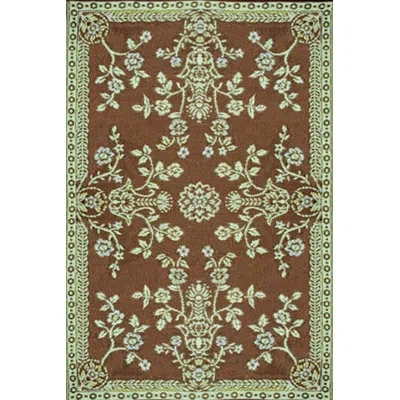 Mad Mats Oriental Hand Hooked Brown/green Indoor / Outdoor Area Rug In Brown;green