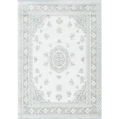 Mad Mats Oriental Handmade Looped/hooked Gray/white Indoor / Outdoor Area Rug In Gray,white
