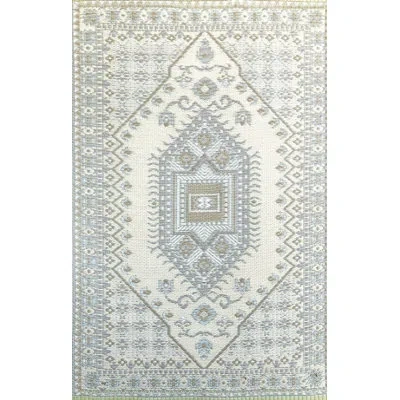 Mad Mats Oriental Handmade Looped/hooked Ivory/green Indoor / Outdoor Area Rug In Ivory;green