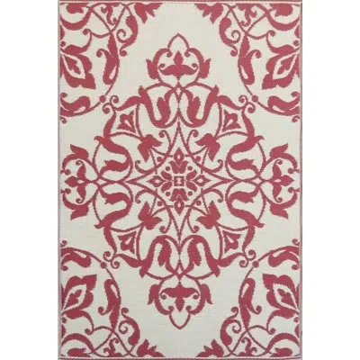 Mad Mats Oriental Handmade Looped/hooked Red/ivory Indoor / Outdoor Area Rug In Red;ivory