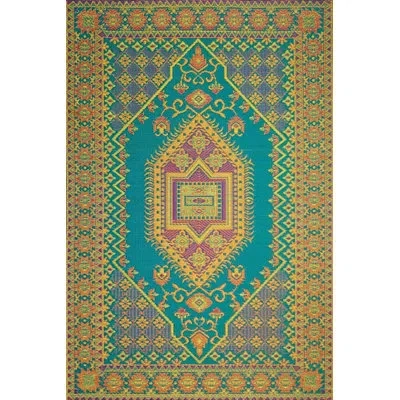 Mad Mats Oriental Turkish Aqua Indoor/outdoor Area Rug - Reversible, Uv Resistant In Blue