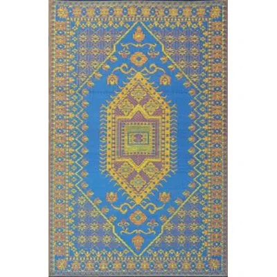 Mad Mats Oriental Turkish Blue Indoor/outdoor Area Rug - Reversible, Uv Resistant