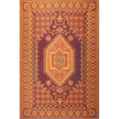 Mad Mats Oriental Turkish Polypropylene Rug Reversible Rust Outdoor, Uv Resistant, 100% Recycled Material In Red;yellow;orange