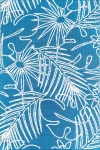 Mad Mats Palm Leaf Turquoise White Rug In Blue