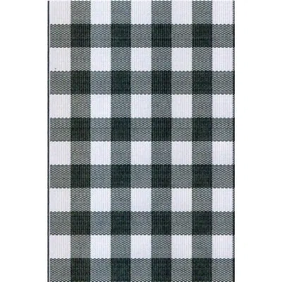 Mad Mats Plaid Handmade Looped/hooked Black/white Indoor / Outdoor Area Rug In Black;white