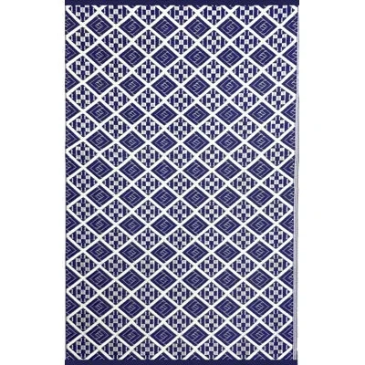 Mad Mats Scotch Outdoor Mat, Blue & White, Reversible Mat For Patio, Porch, Deck, Floor Mat In Teal
