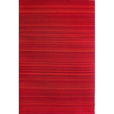 Mad Mats Striped Handmade Looped/hooked Red Indoor / Outdoor Area Rug