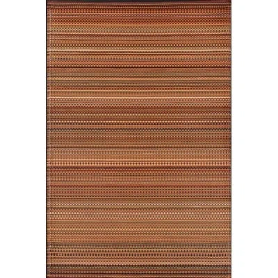 Mad Mats Striped Mixed Earth Tone Indoor/outdoor Area Rug - Reversible, Uv Resistant, 100% Recycled Material In Brown;tan;orange