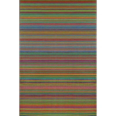 Mad Mats Striped Multi Colored Indoor/outdoor Area Rug - Reversible, Uv Resistant, 100% Recycled Material