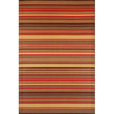 Mad Mats Striped Warm Brown Outdoor Mat