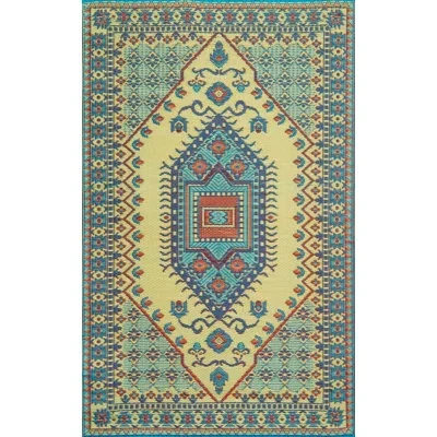 Mad Mats Turkish Oriental Polypropylene Plum Indoor/outdoor Area Rug - Reversible, Uv Resistant In Blue;yellow;green