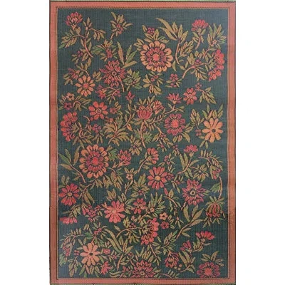 Mad Mats Wildflower Outdoor Mat, Hunter Green, Reversible Mat For Patio, Porch, Deck, Floor Mat In Multi