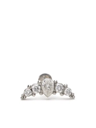 Mad Precious & Ethical 18k White Gold Diamond Stud Earring In Silver