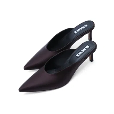 Mad Shoes Women's Brown Yoko Mules Dark Chocolate Satin In Purple