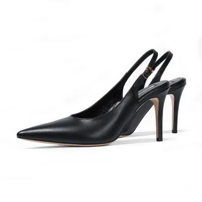 Mad Shoes Women's The Yoko Slingback Stiletto In Black Leather