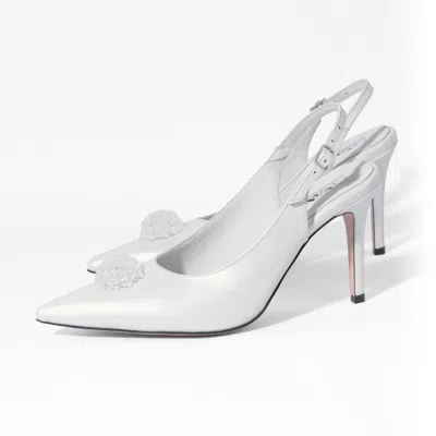 Mad Shoes Women's Yoko Slingback White Leather Diamond