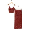 Madden Girl 2-piece Lace Cami & Midi Skirt Set In Red