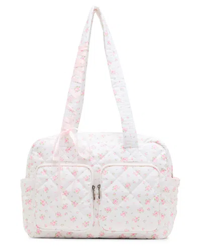 Madden Girl Addy Quilted Nylon Weekender In White