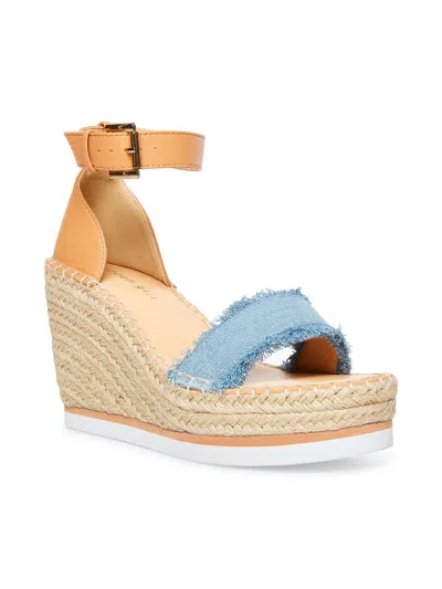 Madden Girl Annabelle Womens Denim Ankle Strap Wedge Sandals In Blue