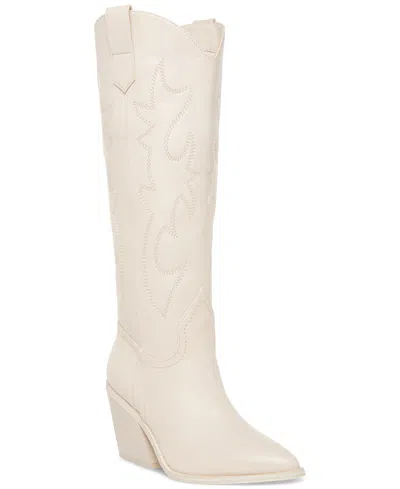 Madden Girl Arizona Knee High Cowboy Boots In Bone Smooth